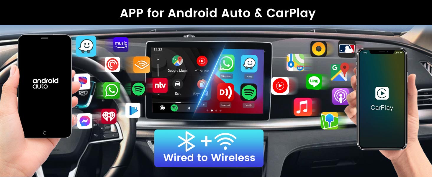 Μετατροπή του ενσύρματου εργοστασιακού Apple Car Play & Android auto σε ασύρματο, με αυτόματη σύνδεση κατά την είσοδο σας στο αυτοκίνητο.